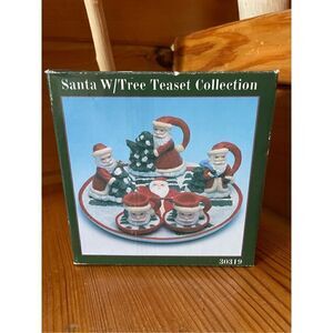 Christmas Themed Mini Tea Set Holiday Santa Claus Miniature Home Decor